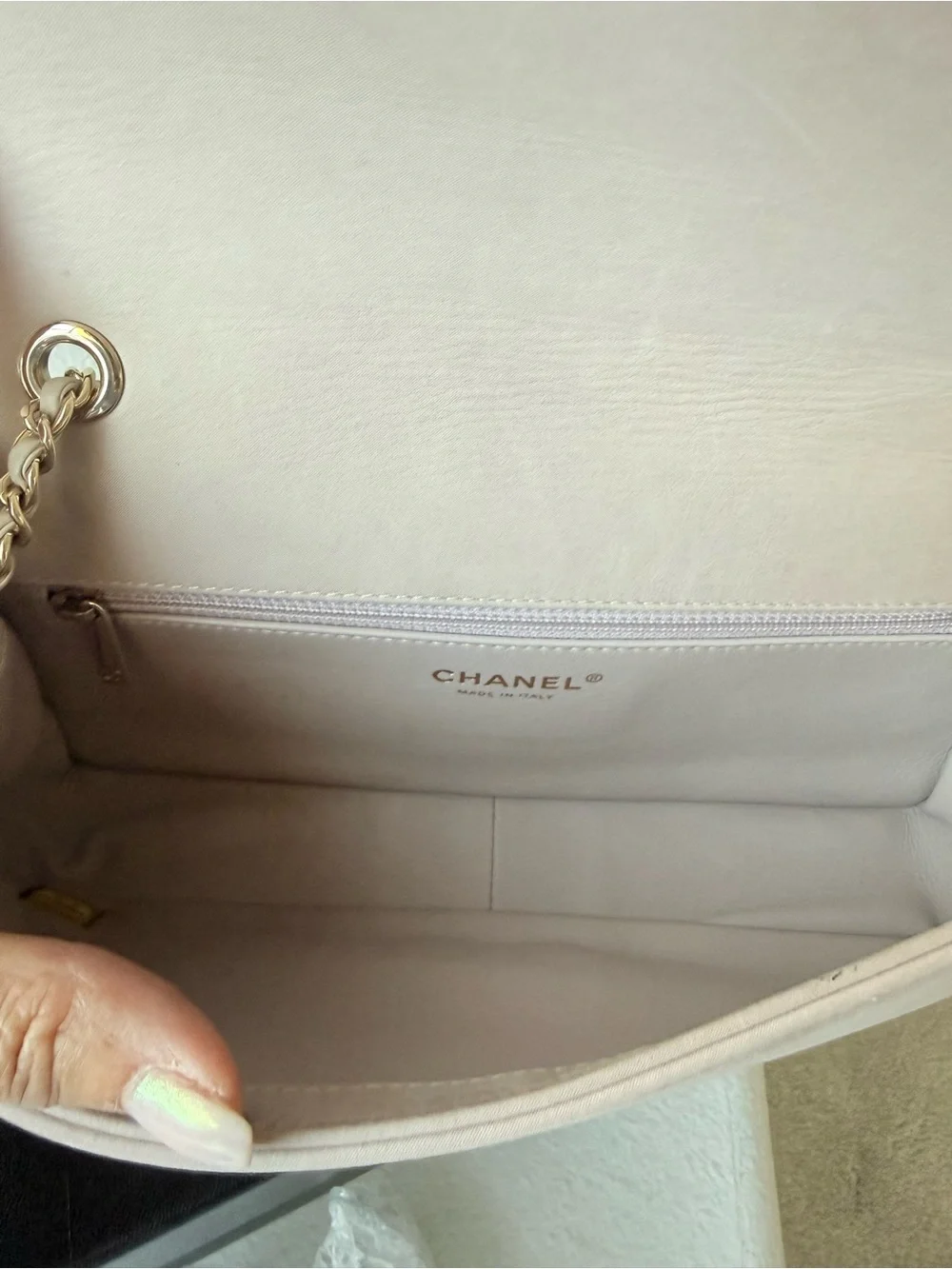 CHANEL 2016 Chocolate Bar Reissue Flap Bag Beige Gold HW Full Set